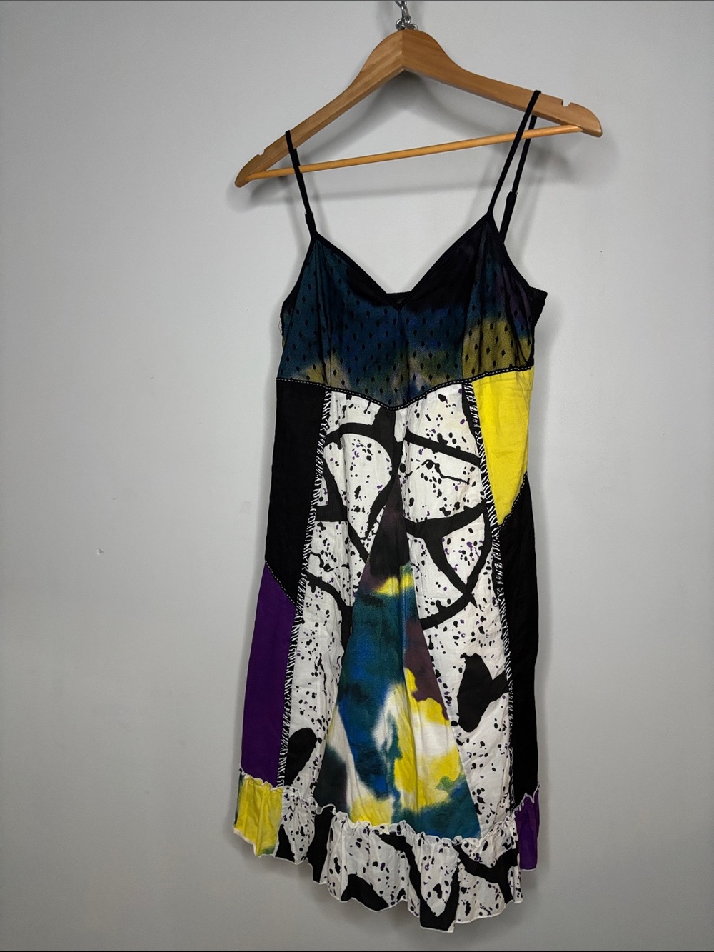 Y2K Kessley Abstract Patchwork Slip Mini Dress Size Small